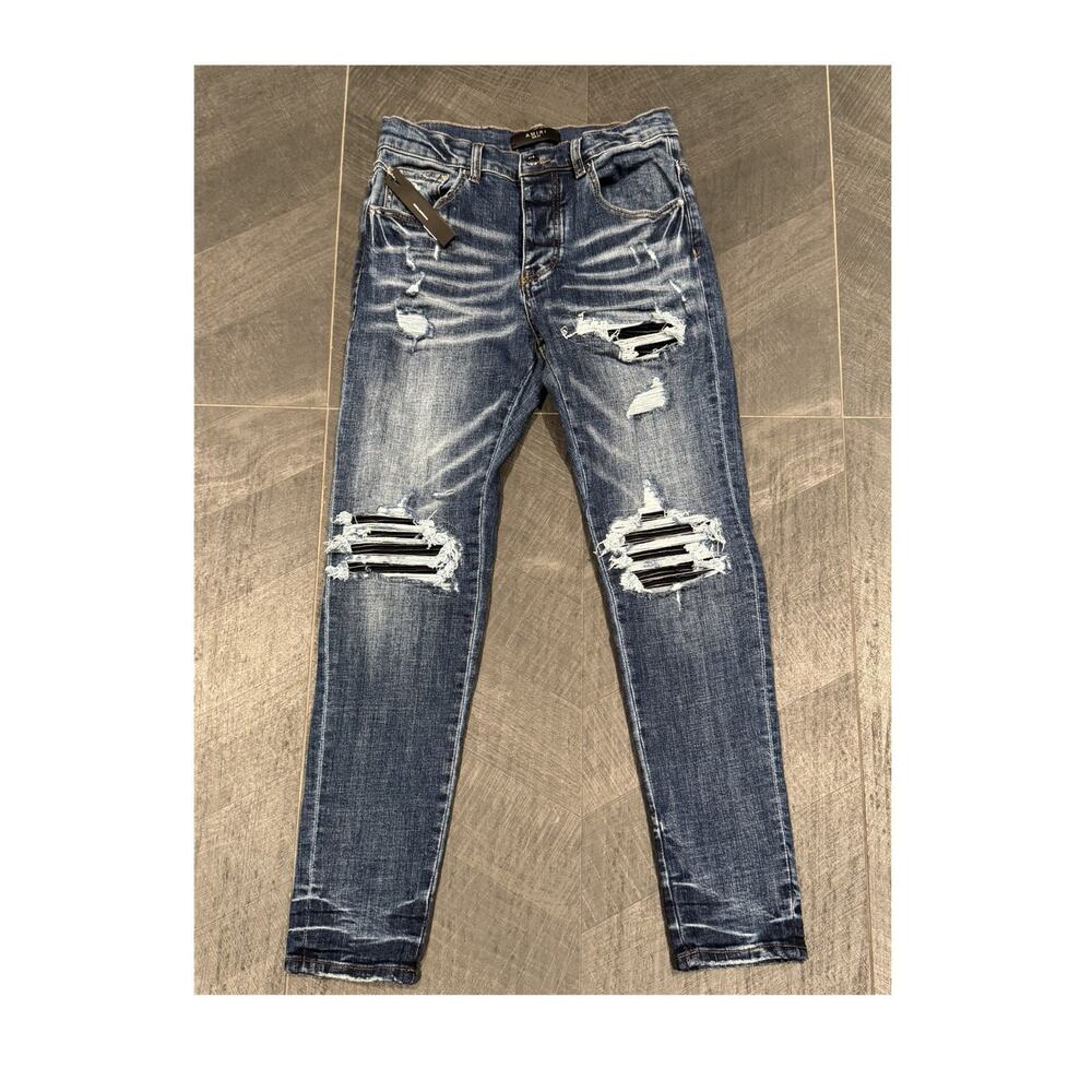 AMIRI Men's Distressed Blue Denim Skinny Jeans Size 36